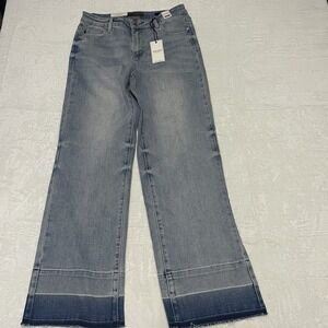 Judy Blue Flare Jeans Womens 9/29 Mid Rise Boho Wide Leg Unhemmed Raw Edge